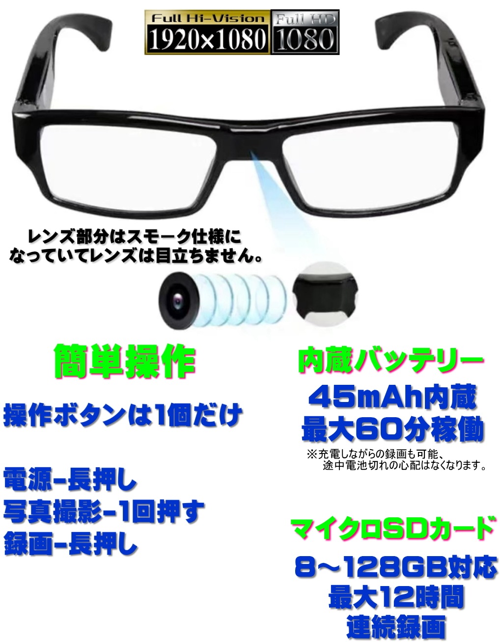 メガネ型小型スパイカメラTB-G11 v2