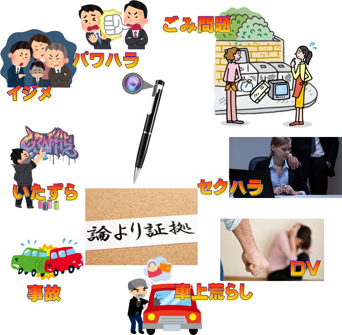 高画質のボールペン型隠しカメラTB-V7pen 防犯 セキュリティ 録画 録音 記録 動画 証拠 隠し スパイ
