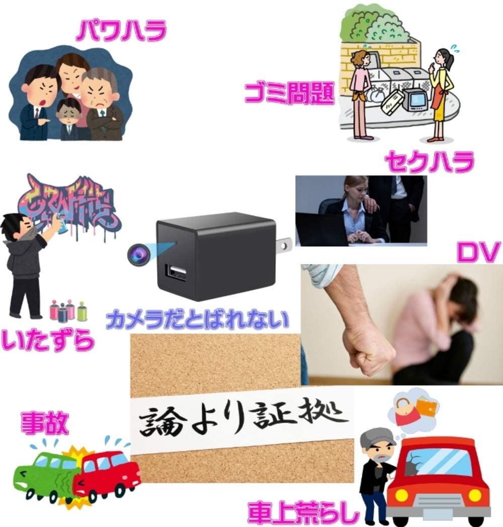 【未使用】【お値下げ可能！】トイカメラ、充電器、説明書（ポーチ付き） Amazon.co.jp: 小型カメラ WiFi 隠しカメラ 充電器型 スパイ