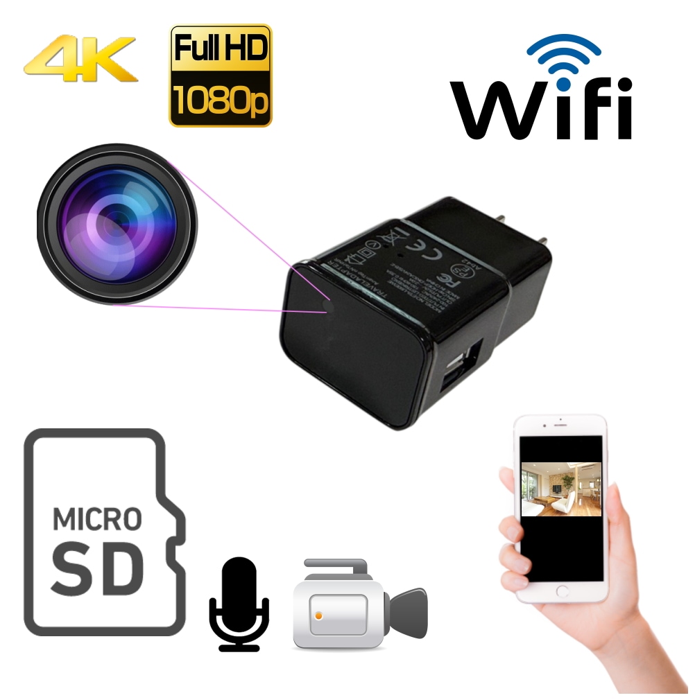 最新 正規品 TB-C2wifi USB アダプター 型 小型 4K 防犯 カメラ Wi-Fi 動体検知 マイクロSDカード 128GB対応 長時間録画 ネットワーク P2P 隠しカメラ スパイカメラ コンセント AC 工事 不要 配線 電源 日本語説明書