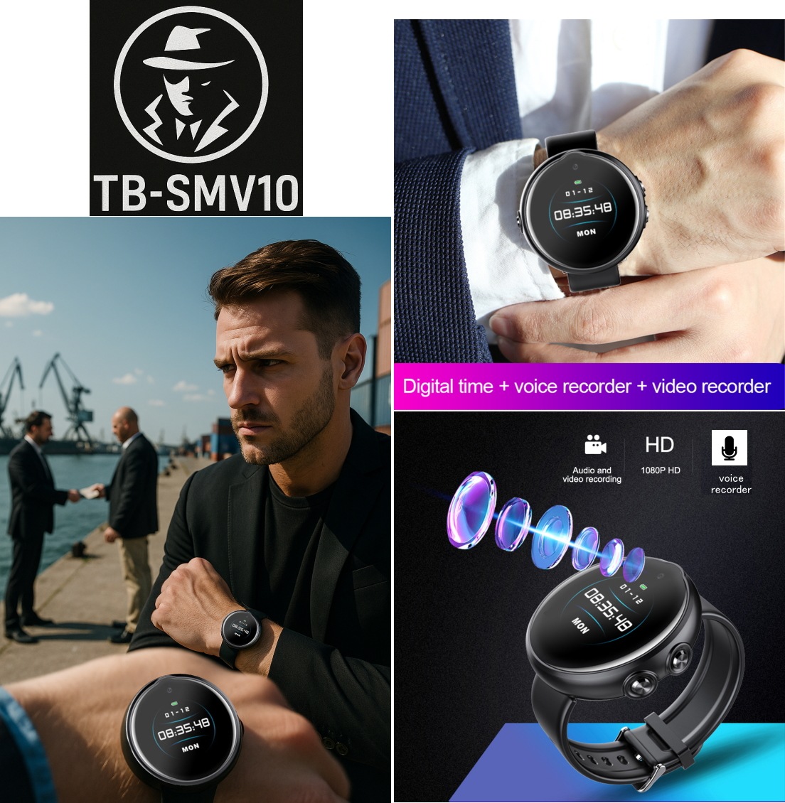 正規品 最新 TB-SMV10 スマートウォッチ型ビデオカメラ 防犯カメラ 腕時計型 32GB メモリ 内蔵 長時間 録画 記録 簡単 操作 200万画素 ボイスレコーダー 隠しカメラ スパイカメラ 時計型カメラ その場で再生