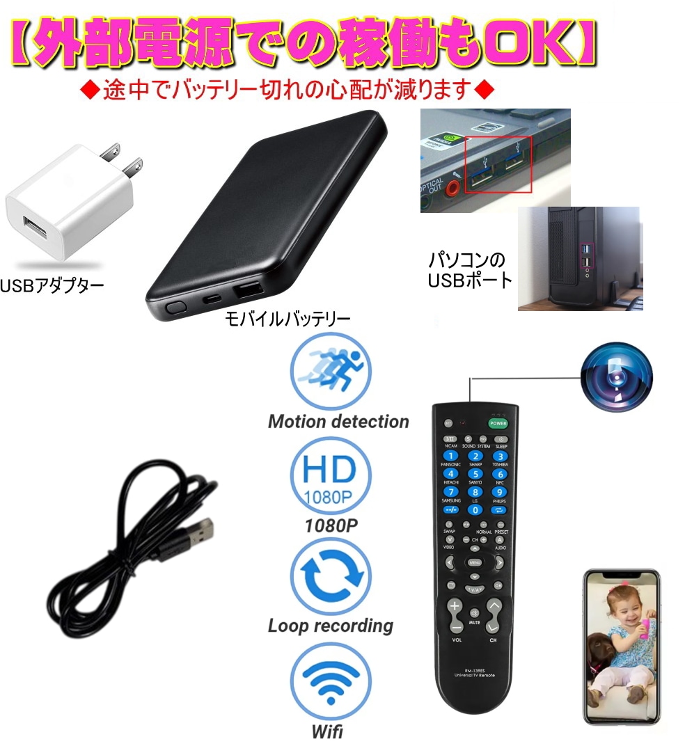最新 正規品 4K リモコン型防犯カメラ TB-RC1 安心 見守り 防犯 監視 ネットワーク カメラ 500mAh バッテリー内蔵 マイクロSDカードで記録 動体検知 高画質 録画 録音 長時間 証拠 記録 スパイ 隠し防犯カメラ 小型 人気 ランキング