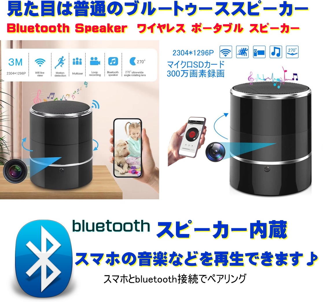 最新 正規品 300万画素 Bluetoothスピーカー型防犯カメラ TB-ZT 安心