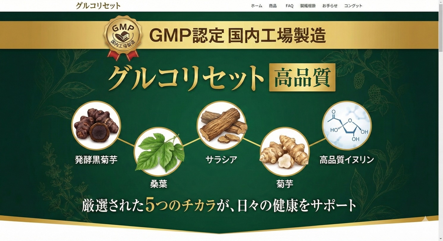 【2026年新発売 当店オリジナル国内製造正規品】グルコリセット 2袋セット 240粒 60～120日分 宮崎県産 発酵黒菊芋 菊芋 サプリ イヌリン 70000mg 高配合 サラシア 桑の葉 サトウキビ 食物繊維 国産 240粒 錠剤 健康 美容 サプリメント 【GMP認定工場製造】