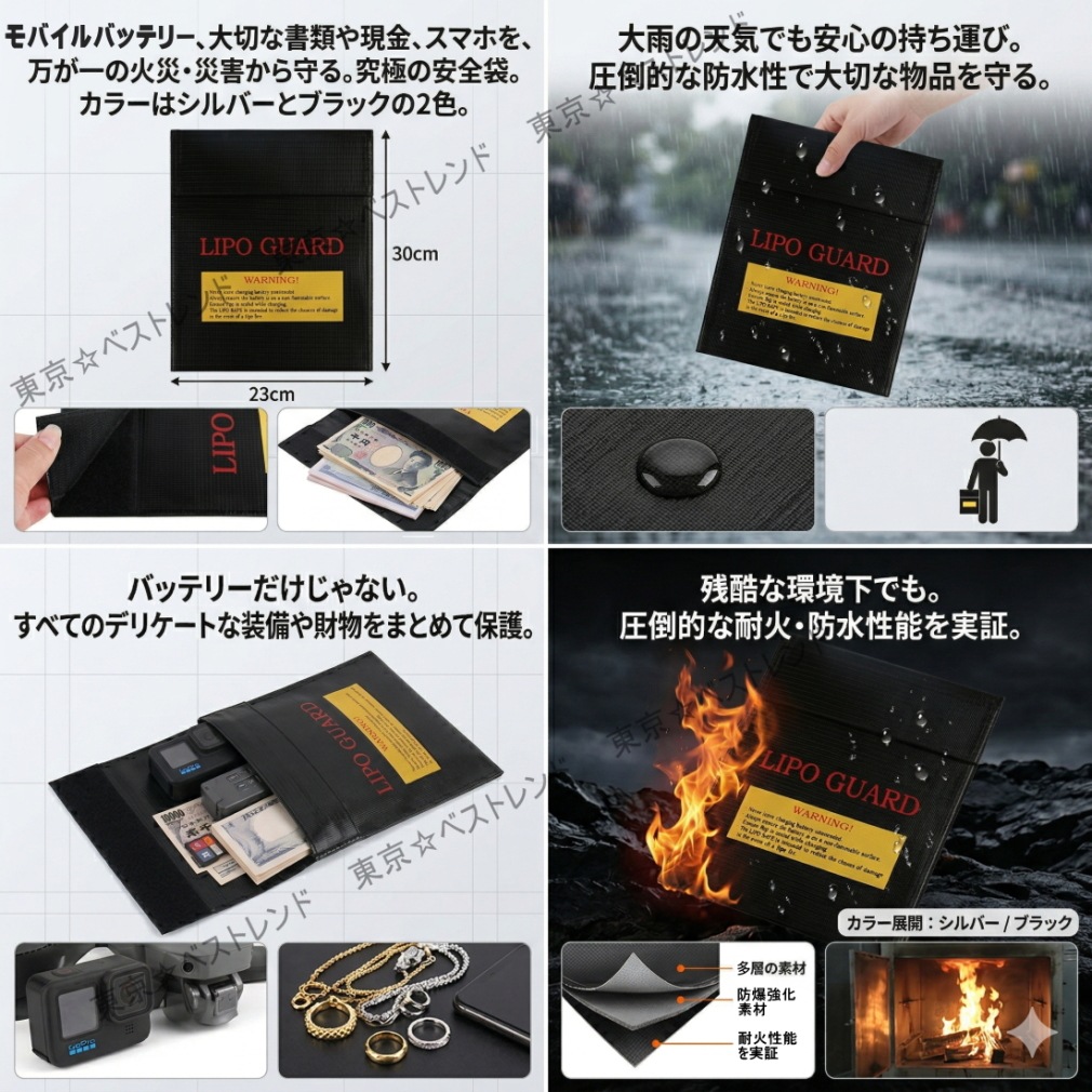 保証あり！mur001g 展示未使用 本体のみ バッテリーなし TB-LIPO GUARD 耐火バッグ バック 防爆袋 防火 袋 モバイルバッテリー