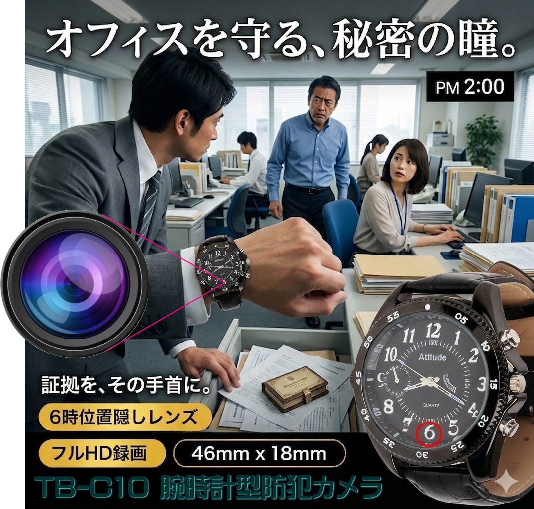 正規品 2026 TB-C10 腕時計型カメラ 32GB メモリ 内蔵 録画 録音 写真