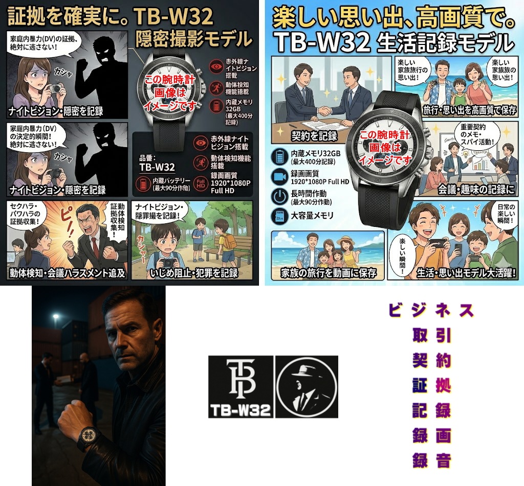 正規品 2026 TB-W32 防犯カメラ 腕時計型 マイクロSDカード 32GB