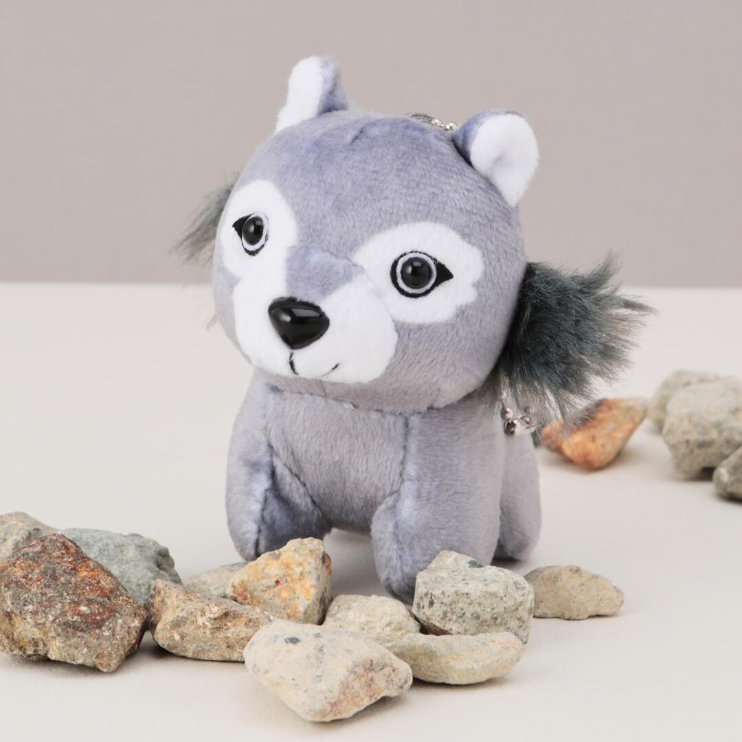 グレーの動物着ぐるみキャラクターキーホルダー 天王寺動物園オリジナル】 マスコットキーチェーン オオカミ