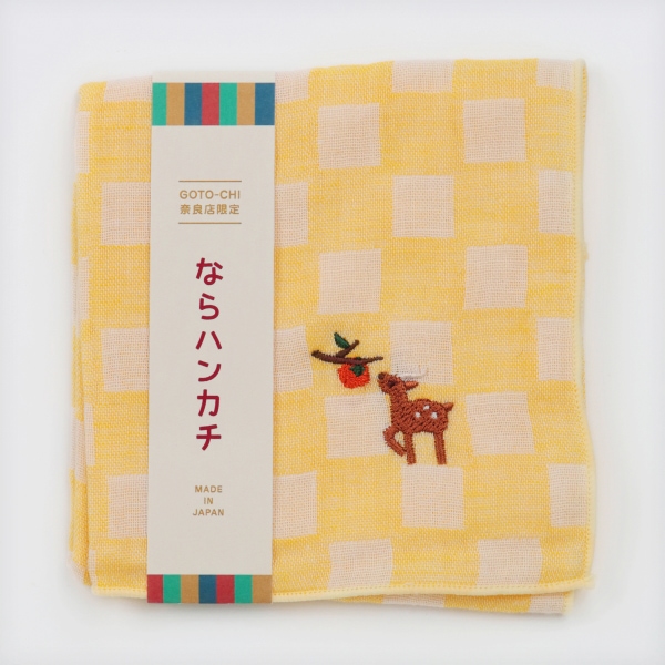 GOTO-CHI奈良店】ならハンカチ 柿と鹿/イエロー | 雑貨 | いろどりモール
