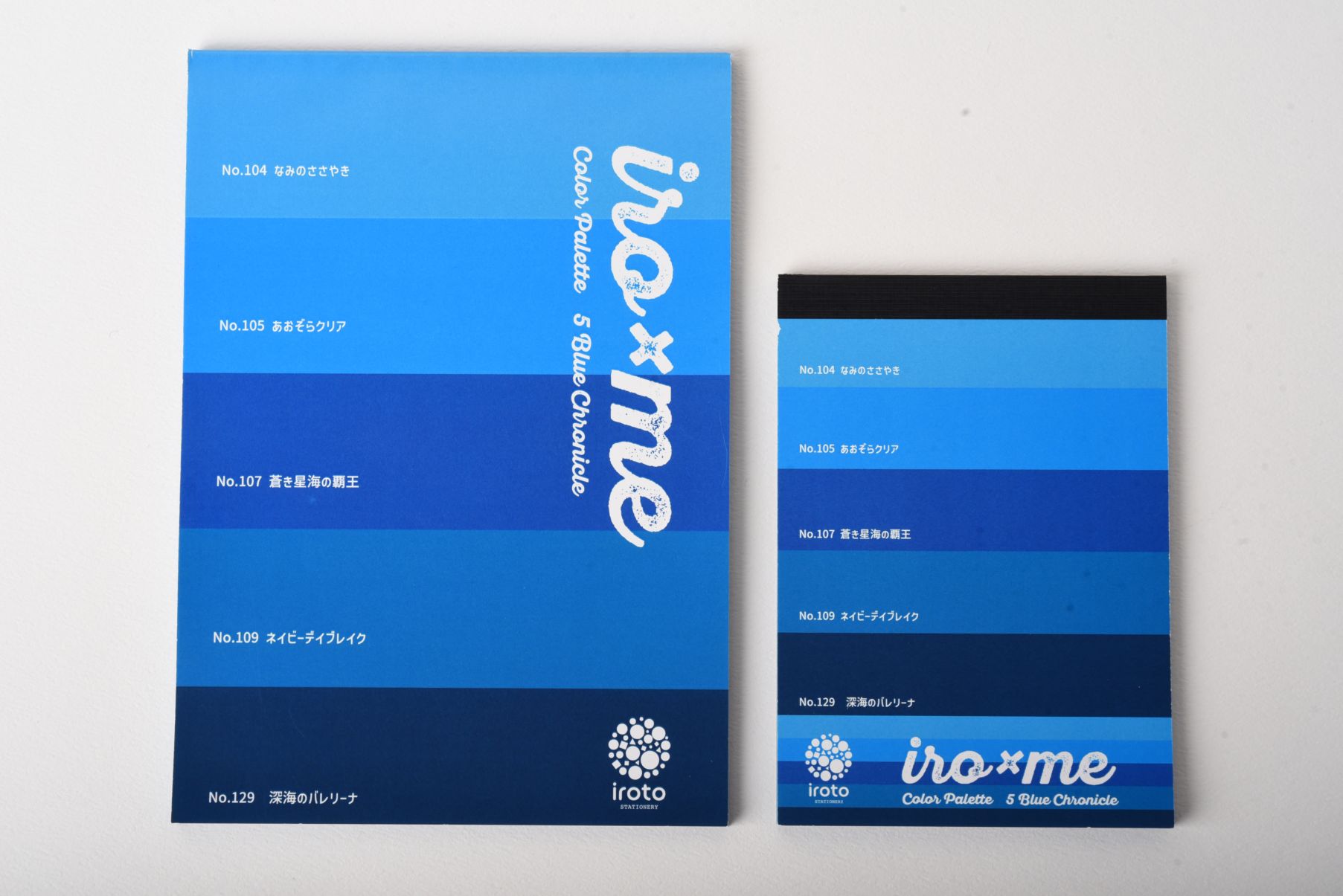 「iro×me」B7メモ帳の２倍の大きさ（B6）で、書き込みやすい少し大きなメモ帳です。
<br>
<br>ミシン目付きでページが簡単に切り取れるので、分けて使いたい時も便利。
