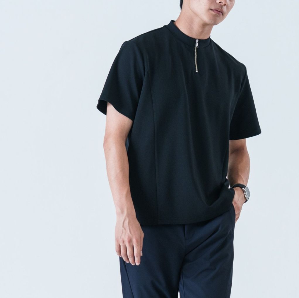 フロントハーフジップTシャツ
