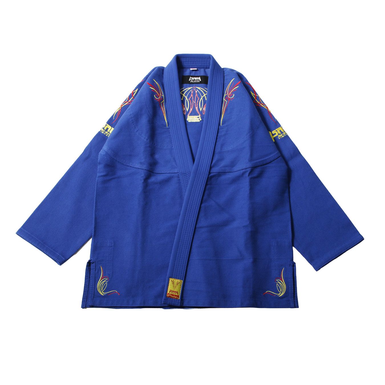 ピンストライプ柔術着　青