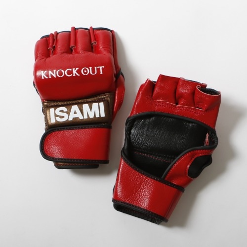 ISAMI 　空手　格闘技　キック　オープンフィンガーグローブ　 黒赤 サイズF RDX オープンフィンガーグローブ 格闘技 MMA 両手分