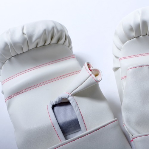 レディースグローブ(ビギナー用)(カラー：白、ステッチ：ピンク）(SS-801)