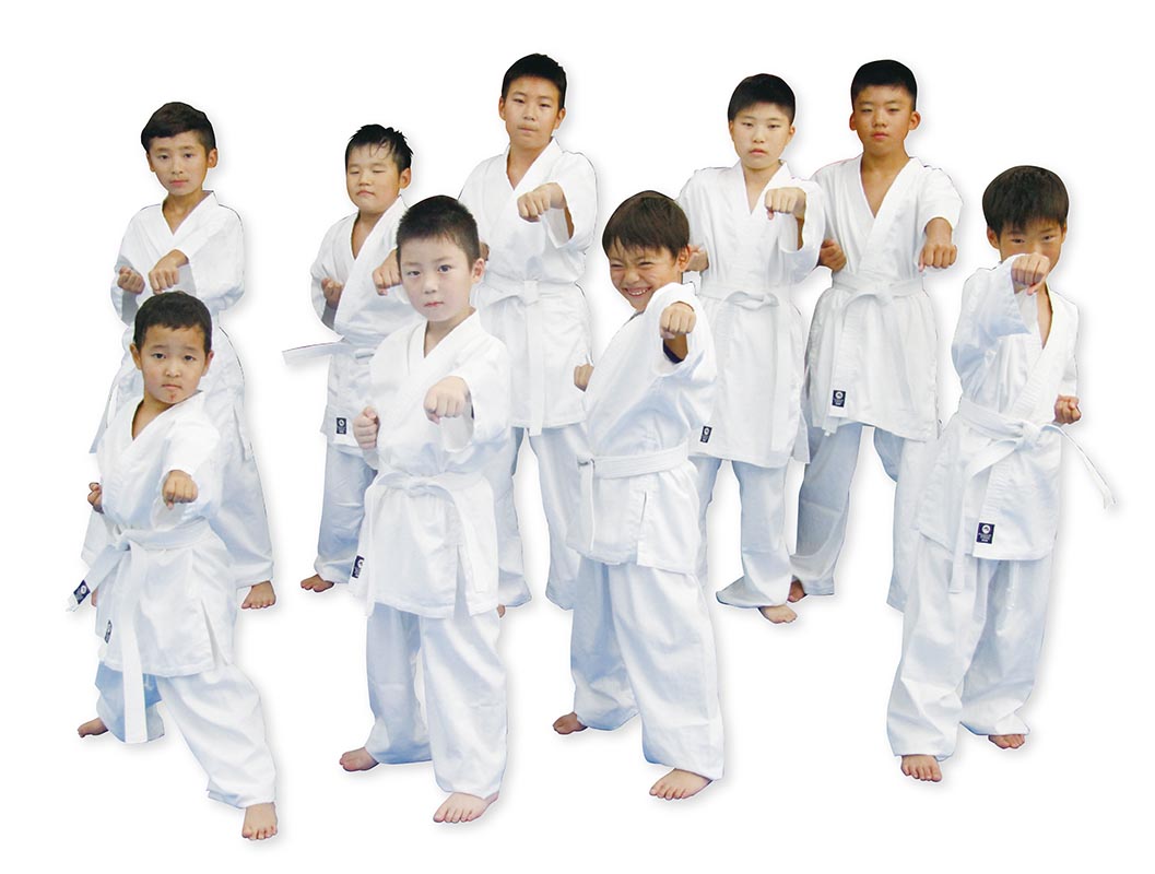 【納期：刺繍あり3ケ月から】子供用晒フルコンタクト空手衣(上下帯付）(KJ-1)