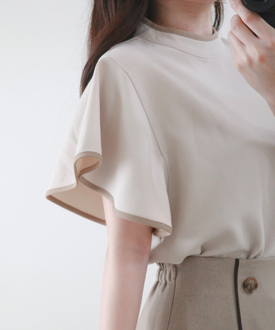パイピングブラウス(半袖)
