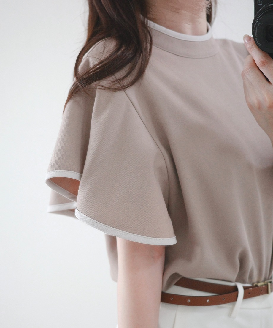 パイピングブラウス(半袖)