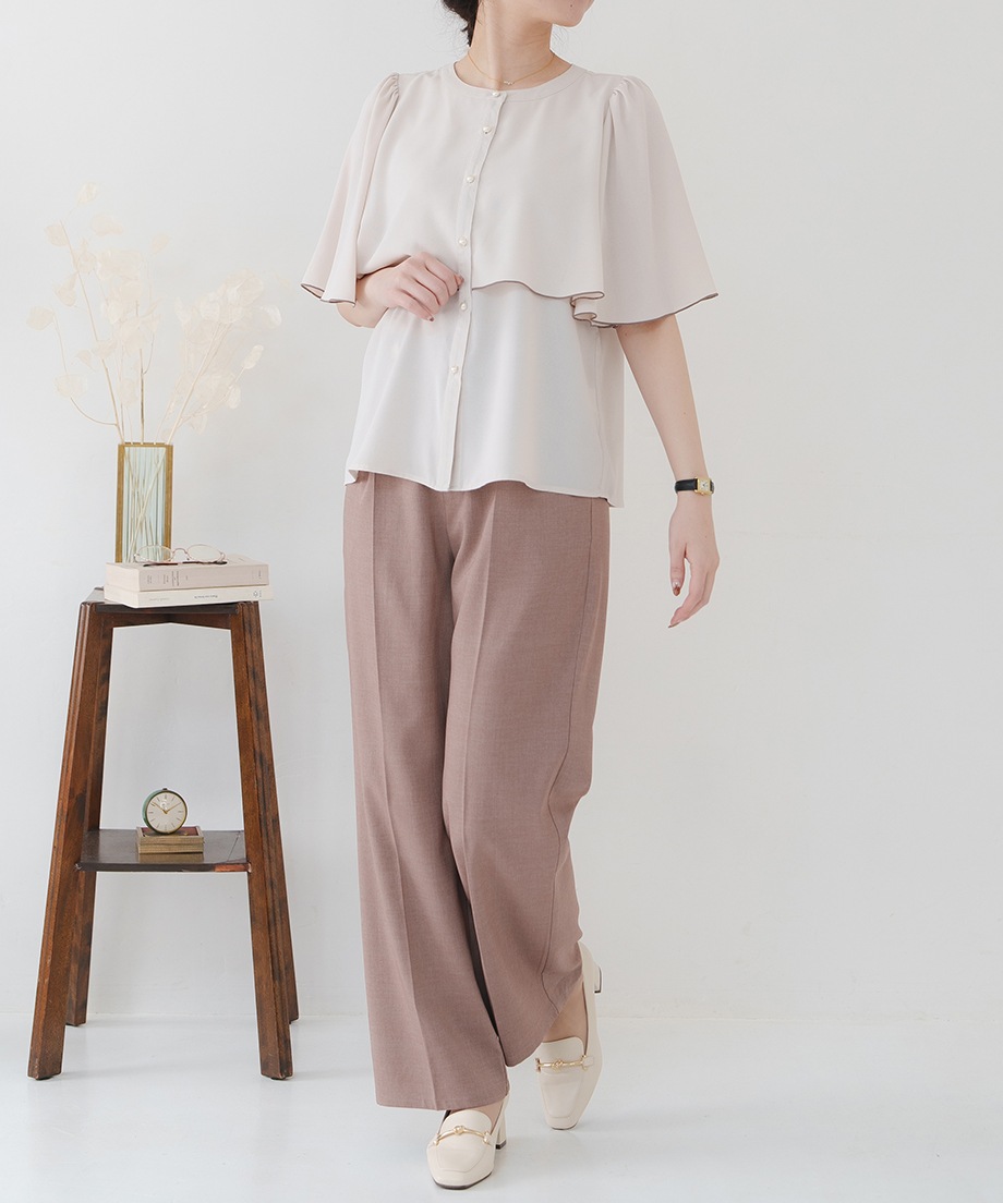 VINCA リネン　パンツ　アイボリー　ボタンデザイン　カジュアル VINCA リネンパンツアイボリーボタンデザイン