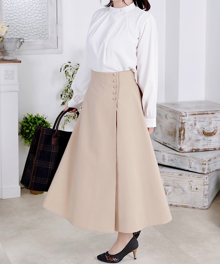 くるみボタンラップスカート