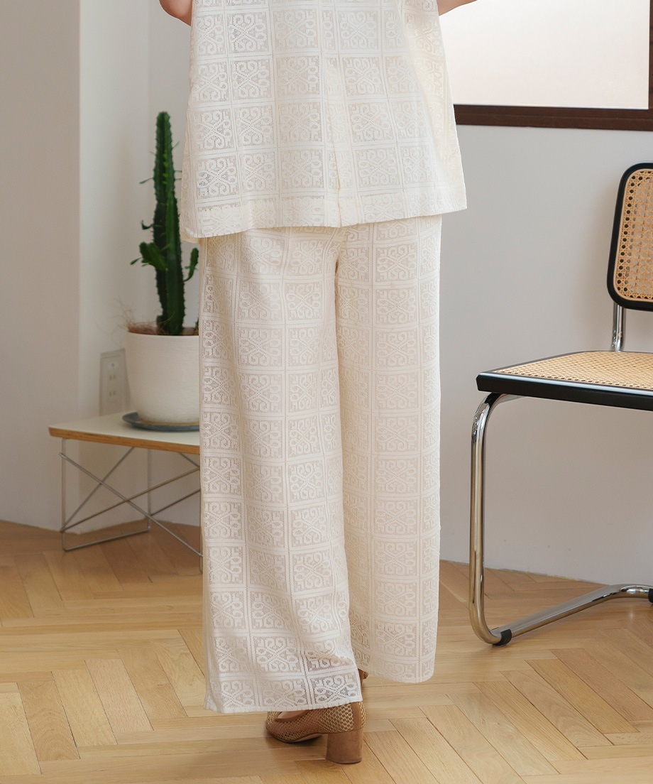 レースワイドパンツ