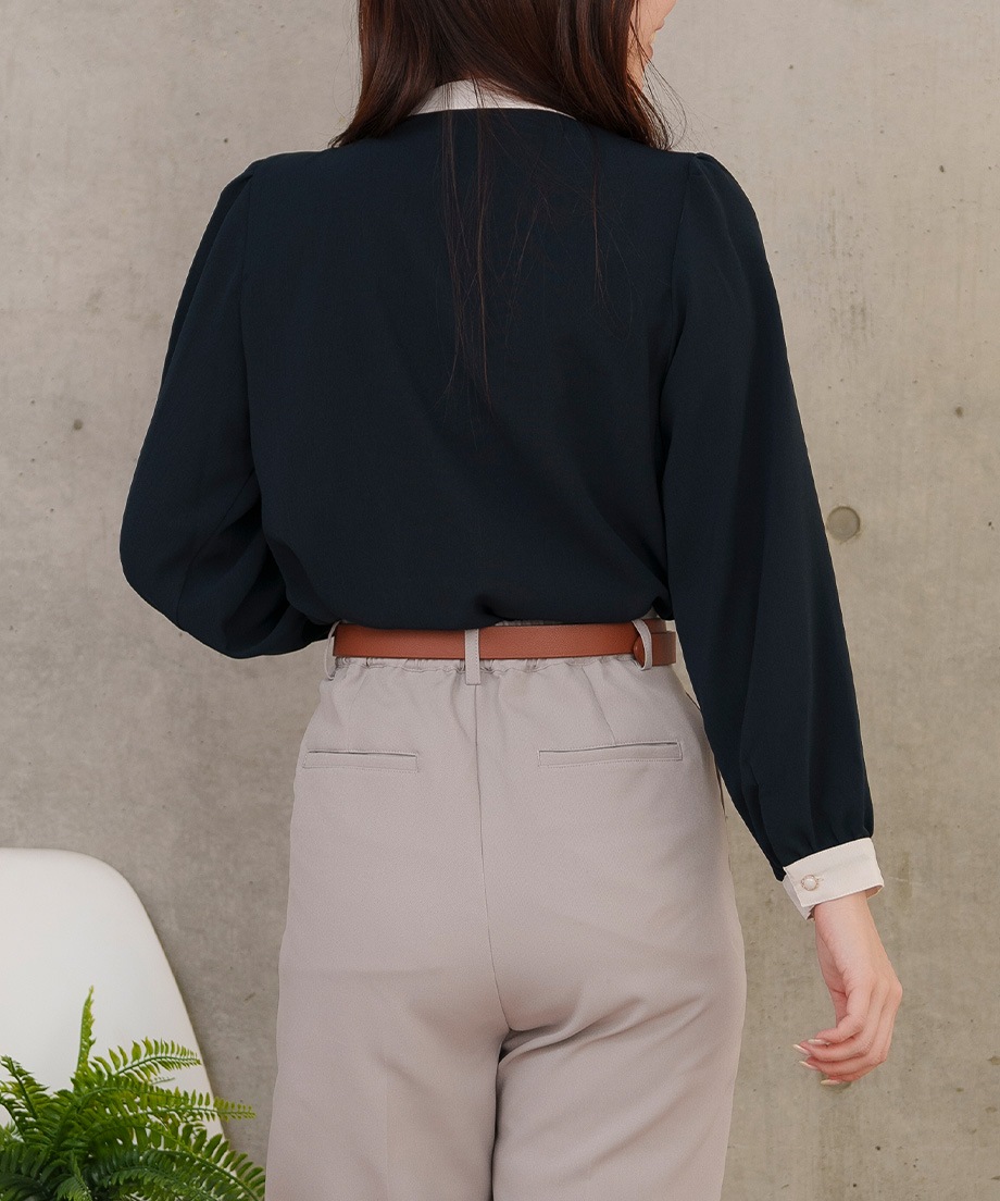 アシメ配色ブラウス