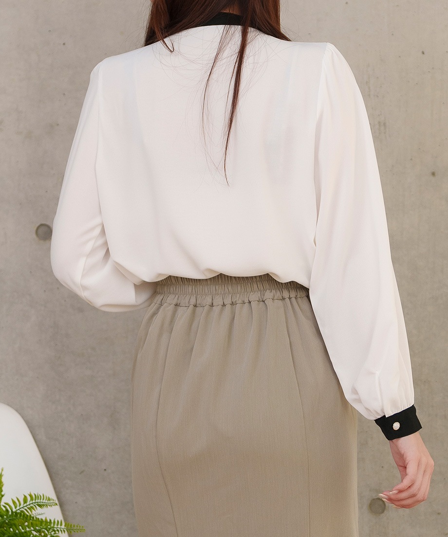 アシメ配色ブラウス