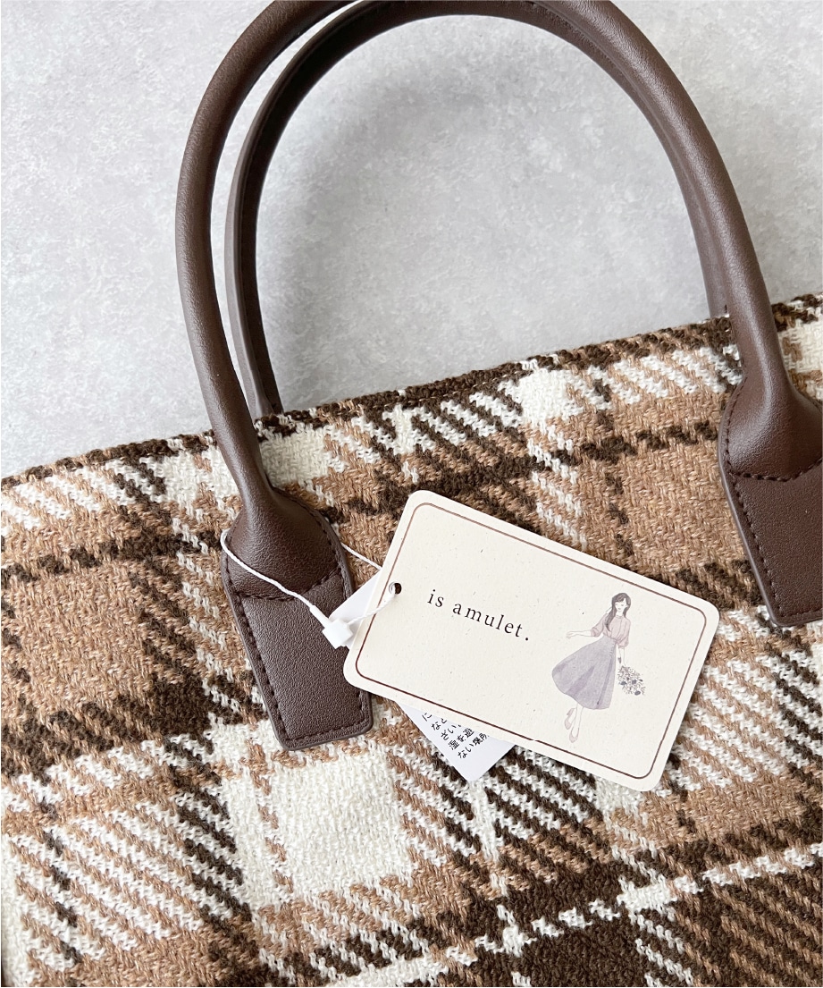 チェックスクエアトート