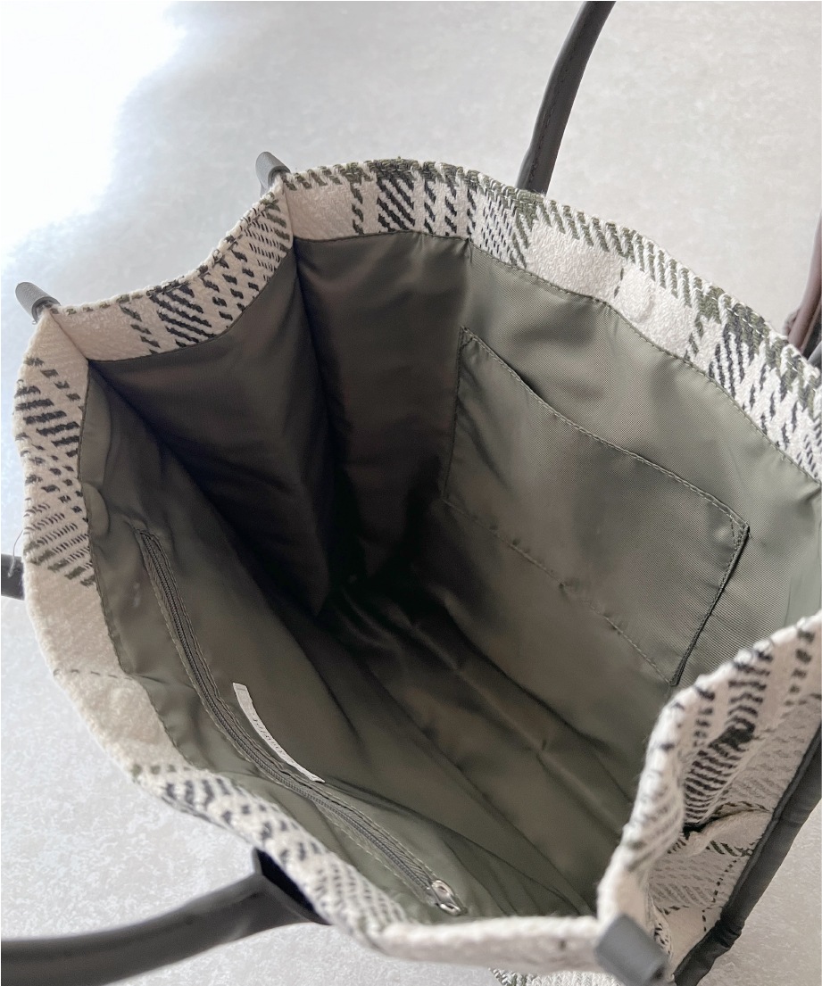 チェックスクエアトート