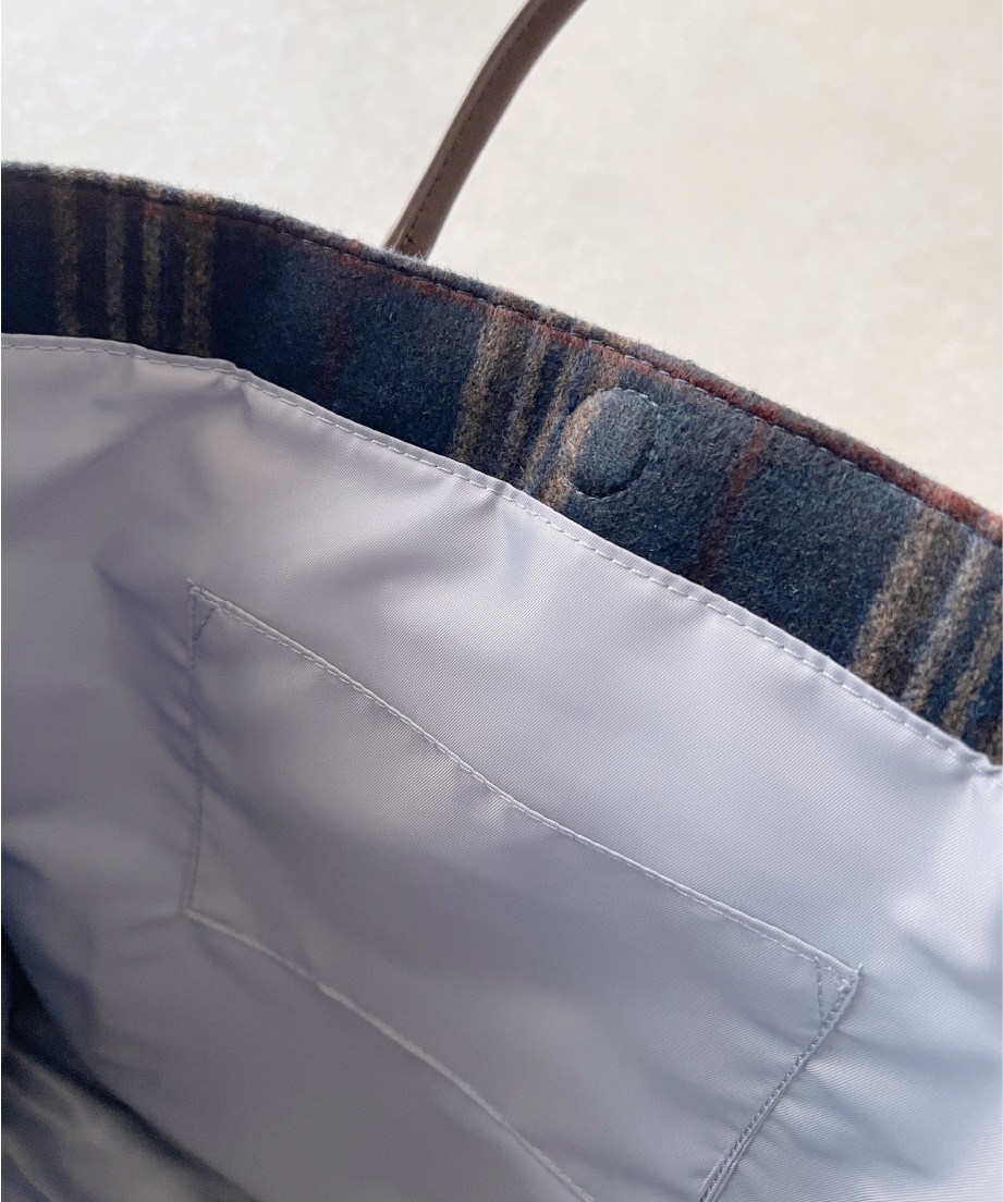 チェックスクエアトート