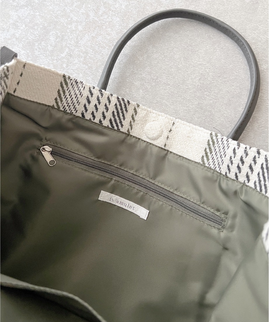 チェックスクエアトート