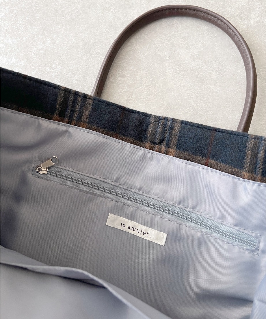 チェックスクエアトート