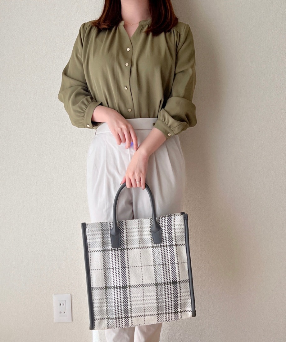 チェックスクエアトート