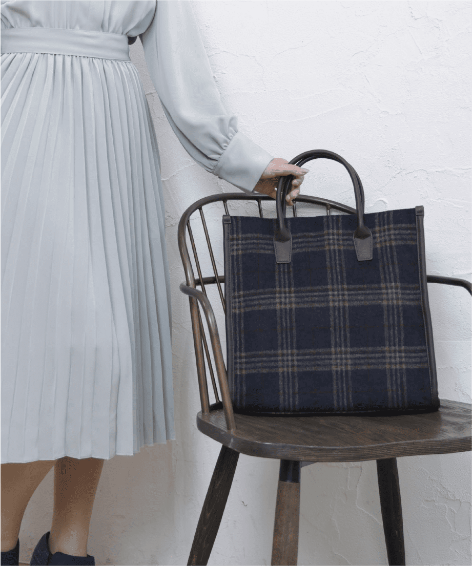 チェックスクエアトート