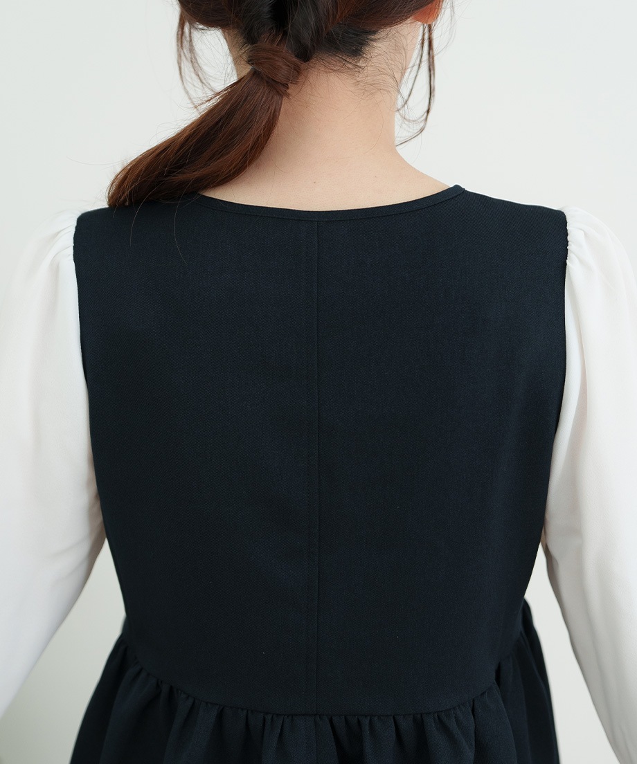 ウーリッシュウエストペプラムベストブラウス