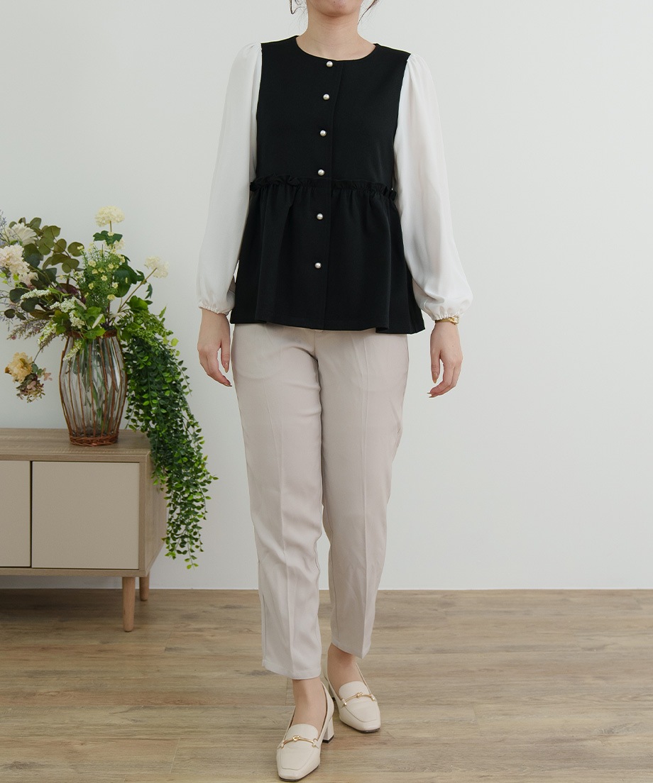 ウーリッシュウエストペプラムベストブラウス