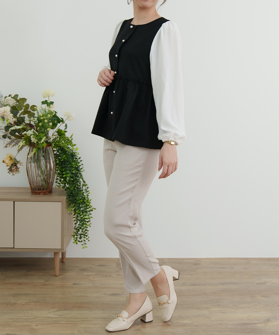 ウーリッシュウエストペプラムベストブラウス
