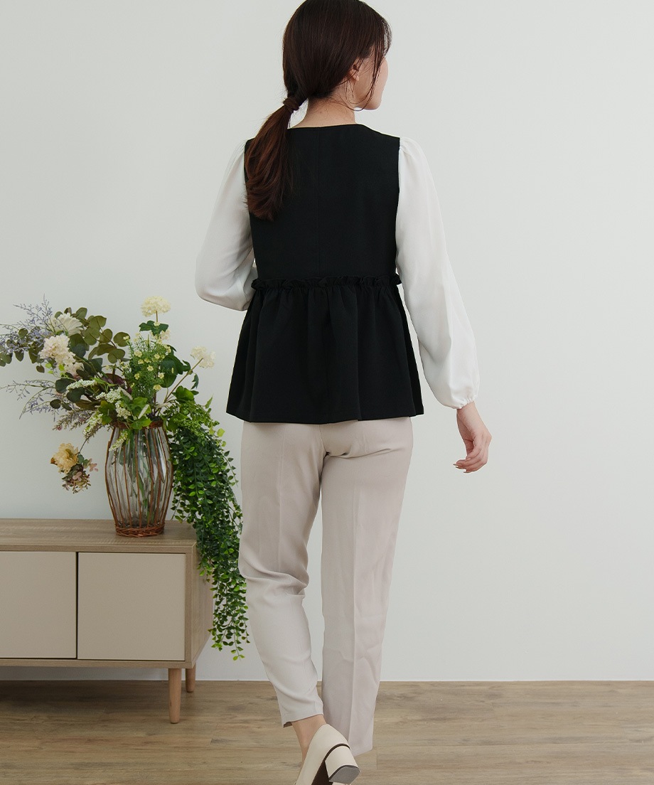 ウーリッシュウエストペプラムベストブラウス