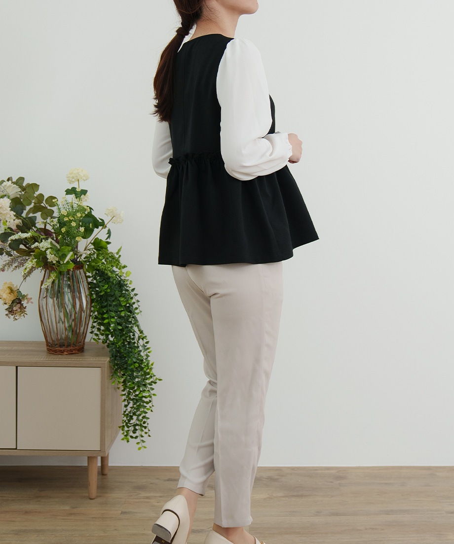 ウーリッシュウエストペプラムベストブラウス