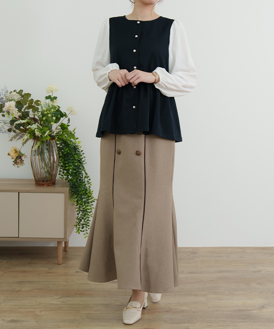ウーリッシュウエストペプラムベストブラウス