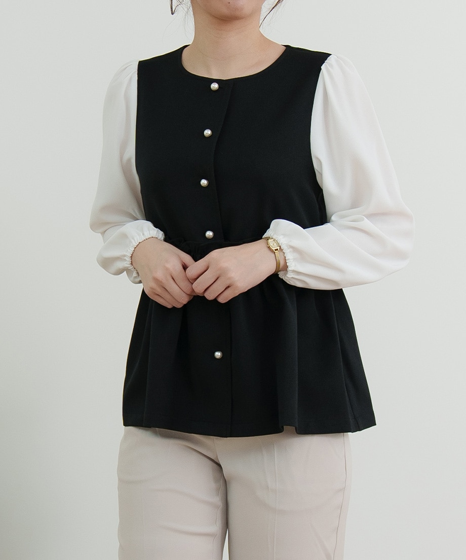ウーリッシュウエストペプラムベストブラウス