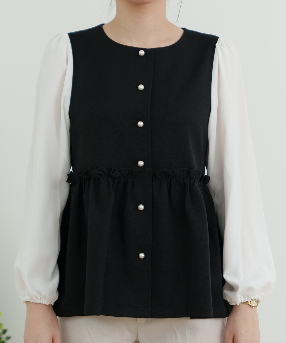 ウーリッシュウエストペプラムベストブラウス