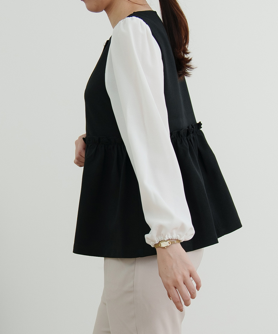 ウーリッシュウエストペプラムベストブラウス
