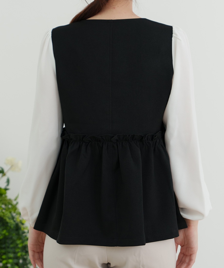 ウーリッシュウエストペプラムベストブラウス