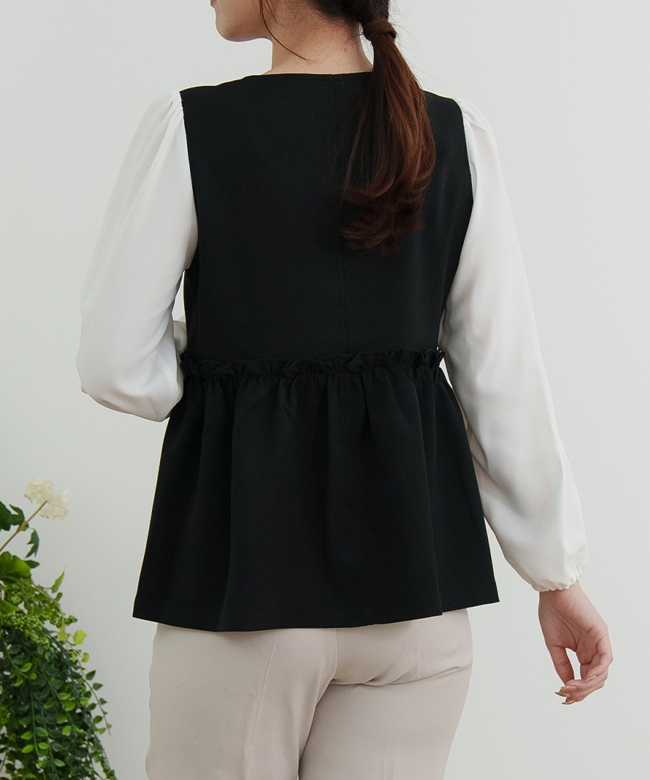ウーリッシュウエストペプラムベストブラウス