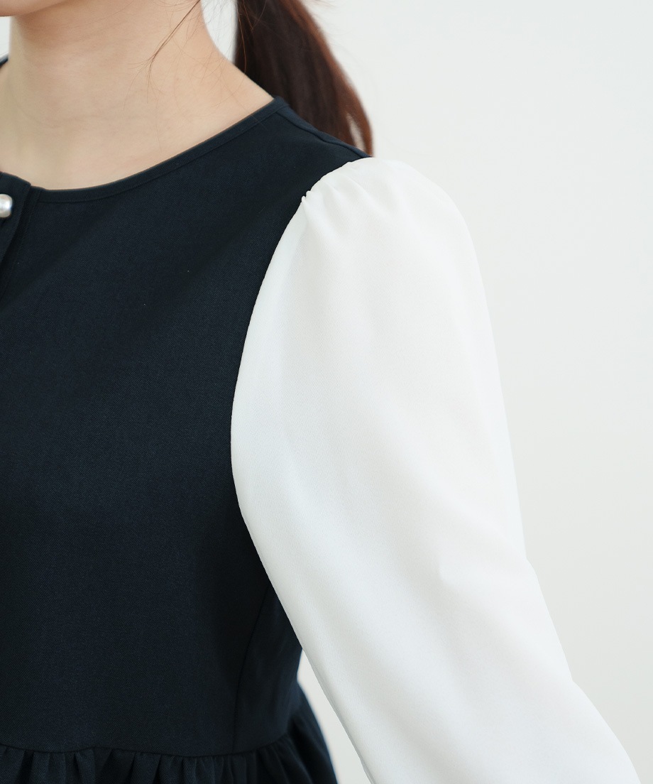 ウーリッシュアシメフリルペプラムベストブラウス