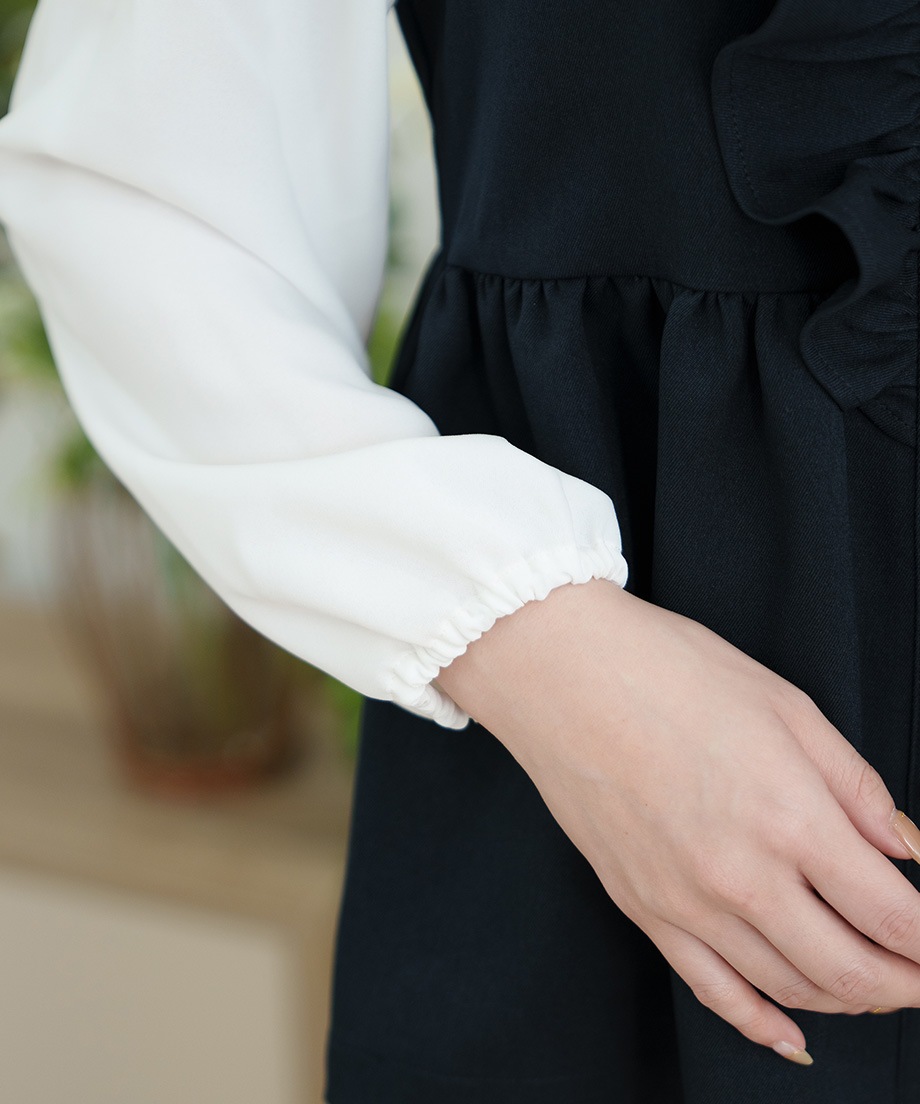 ウーリッシュアシメフリルペプラムベストブラウス