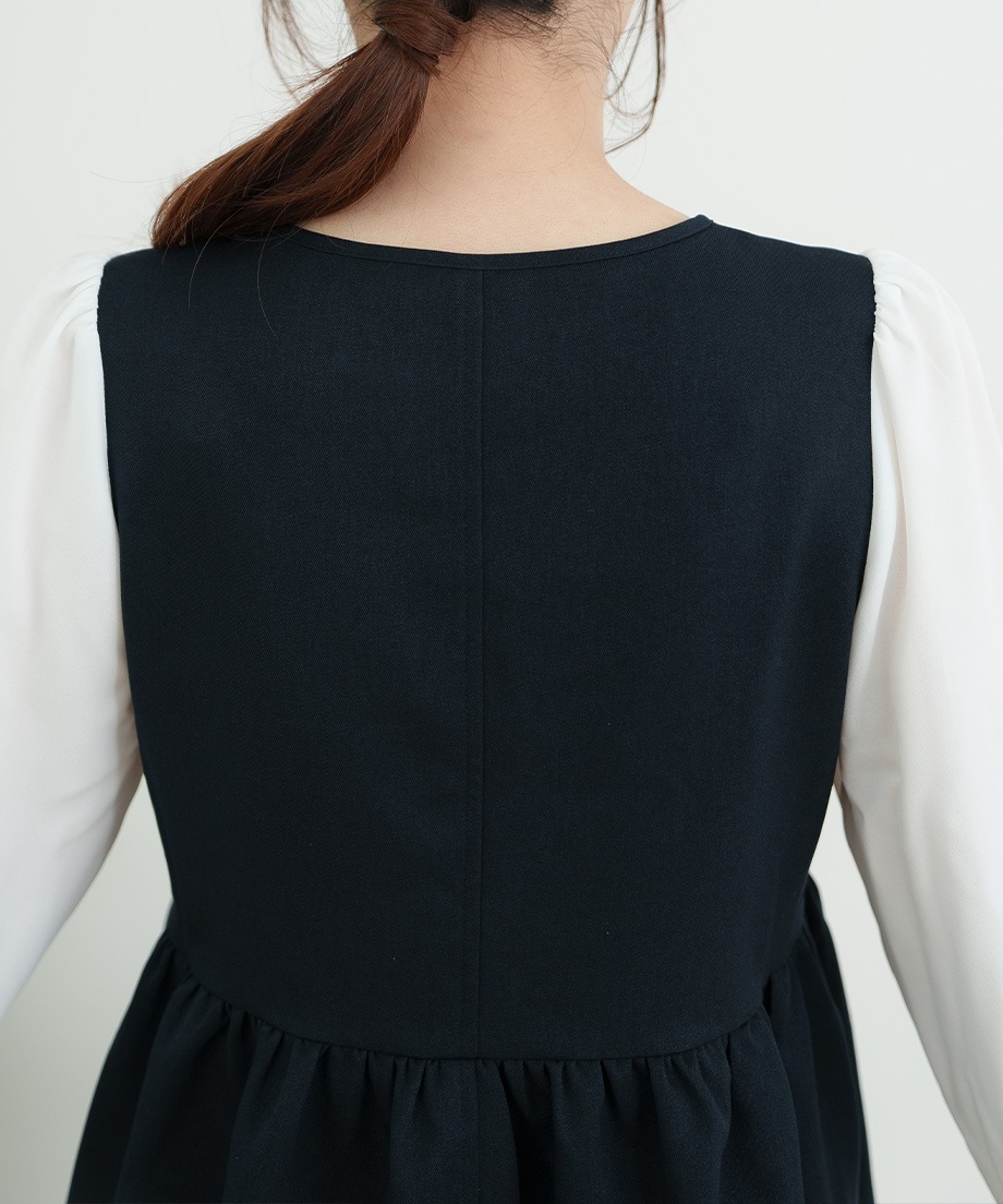 ウーリッシュアシメフリルペプラムベストブラウス