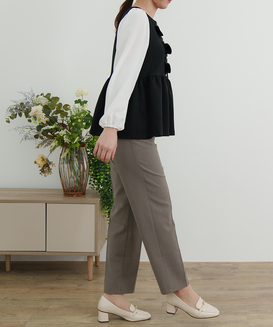 ウーリッシュアシメフリルペプラムベストブラウス