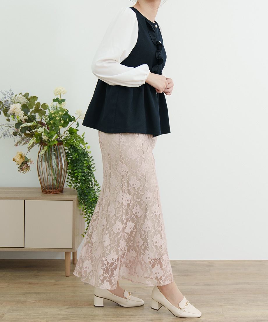 ウーリッシュアシメフリルペプラムベストブラウス