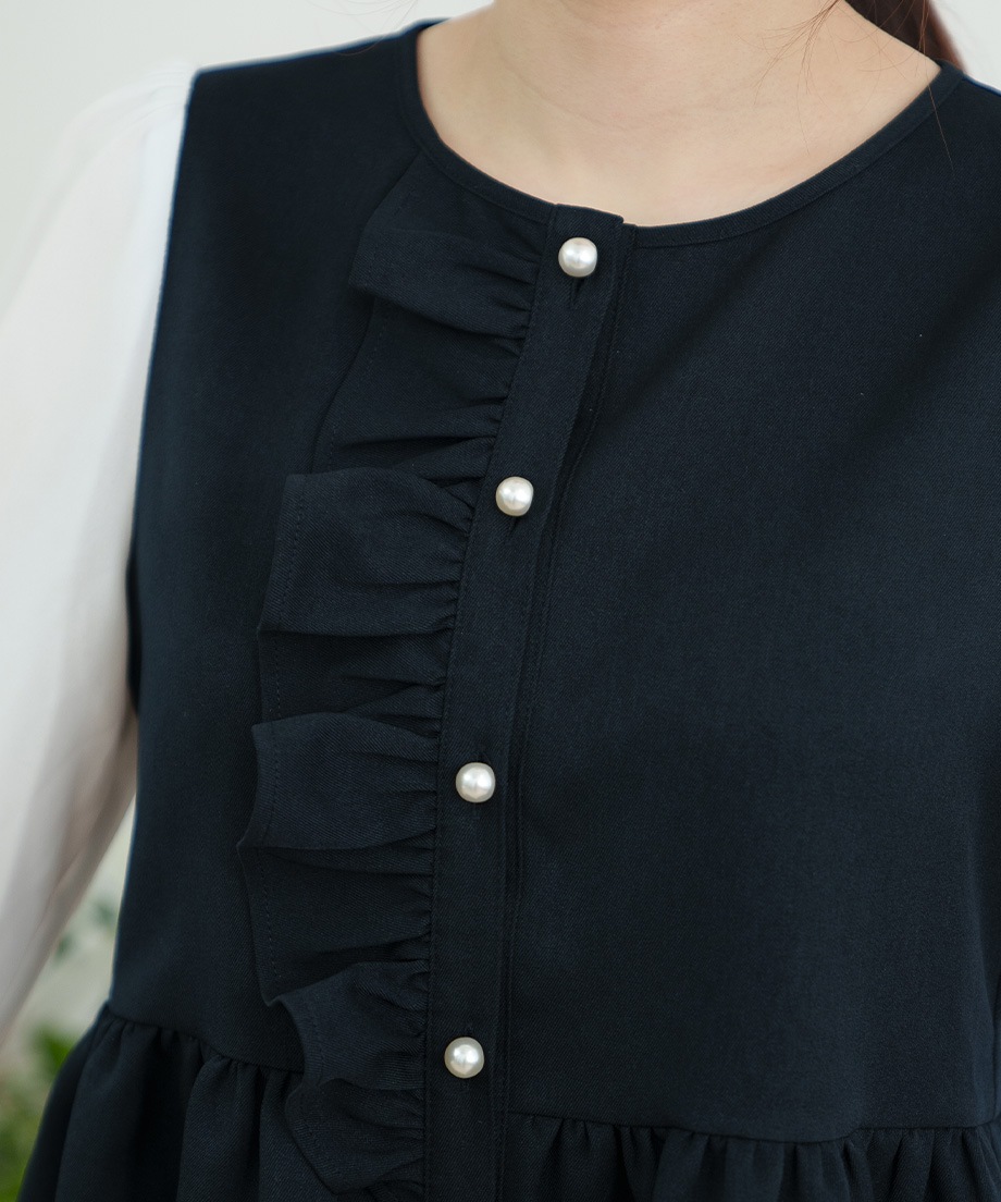 ウーリッシュアシメフリルペプラムベストブラウス